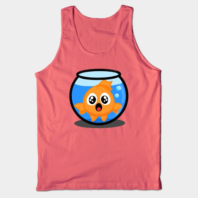 Goldfish Swimming in Bowl Tank Top by Midnight Pixels